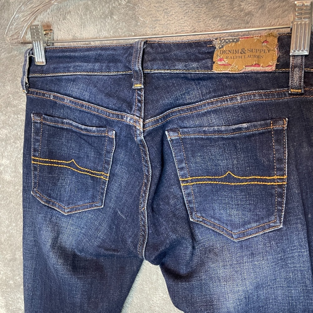 Ralph Lauren Denim Supply Women Slim Skinny Jeans 25 Low Rise Dark Stone Wash